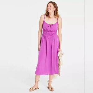 Womens Tie Front Midi Dress